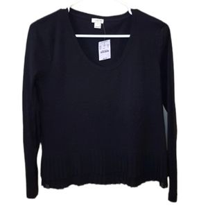 J Crew Small Black Pleated Hem T-shirt